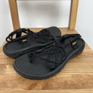 Teva Voya Infinity Slingback Sandals Womens 9 Black Elastic Gladiator Cushioned